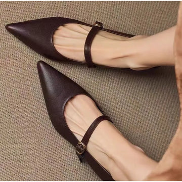 Xajzpa New Fashion Women's Coarse Heel Shoes Spring Square Head Shallow Mouth Suede Metal Buckle Anti-slip Wear-resistant Low-top Shoes
